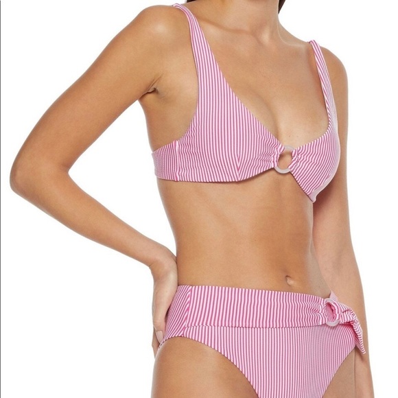 Onia Other - ONIA Jade O-Ring Pink Striped Bikini Top